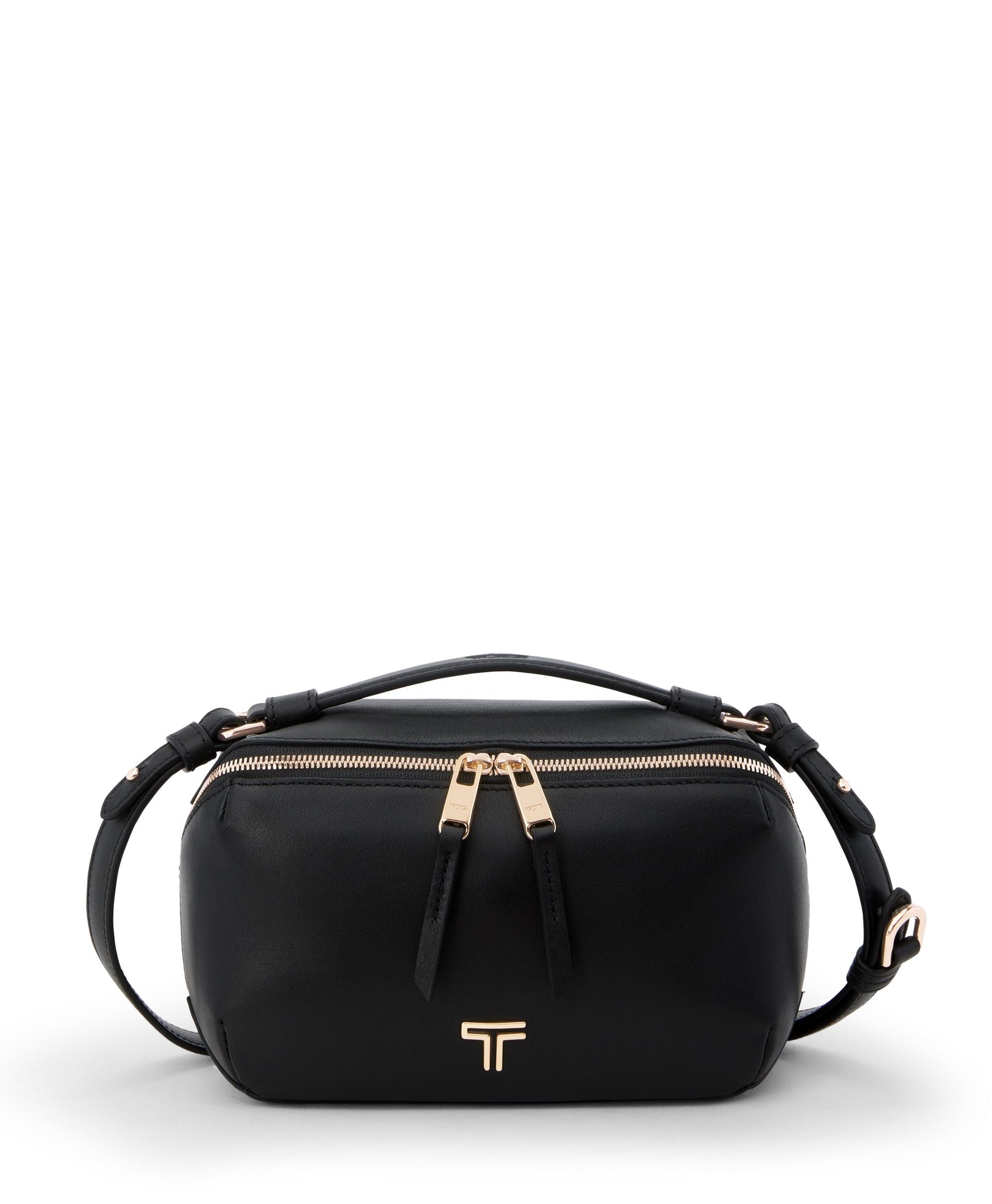 Tumi Cross-Body Bag Black/Light Gold Tumi Voyageur Leather Berlin Crossbody