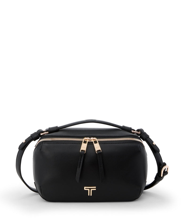 Tumi Cross-Body Bag Black/Light Gold Tumi Voyageur Leather Berlin Crossbody