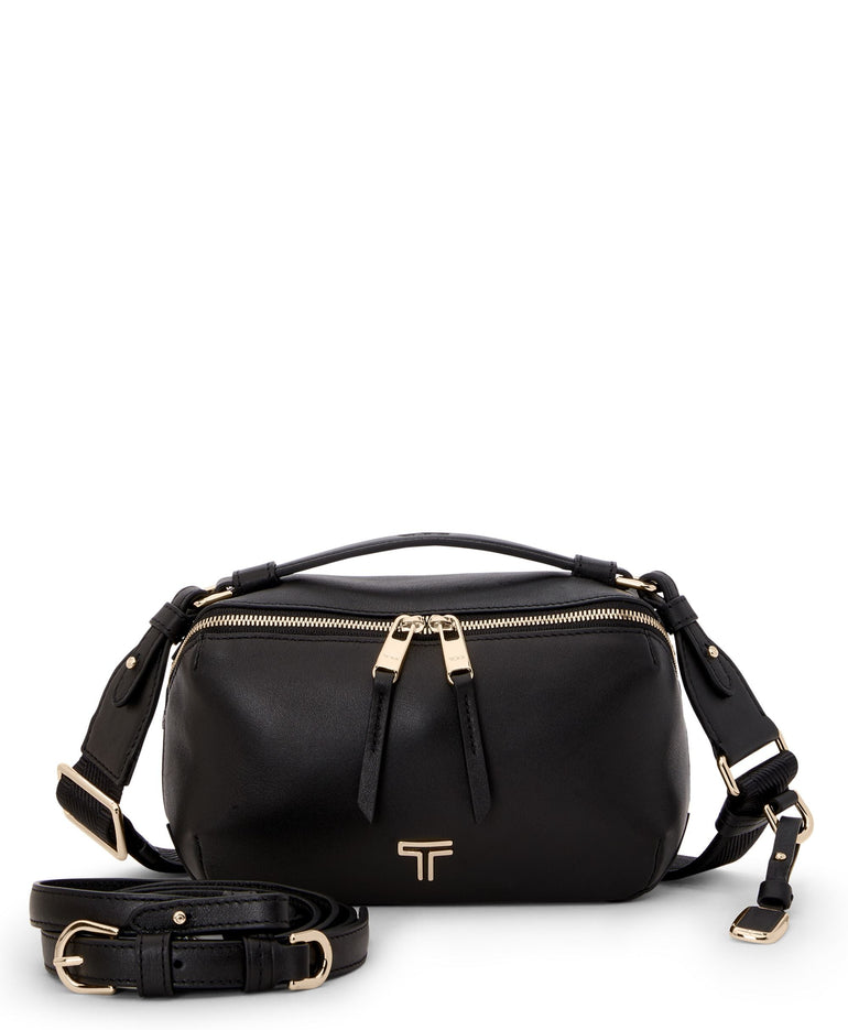 Tumi Cross-Body Bag Black/Light Gold Tumi Voyageur Leather Berlin Crossbody