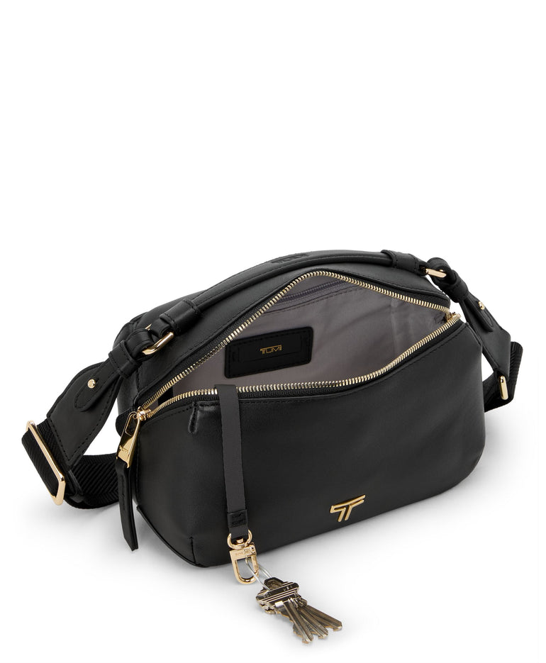 Tumi Cross-Body Bag Black/Light Gold Tumi Voyageur Leather Berlin Crossbody