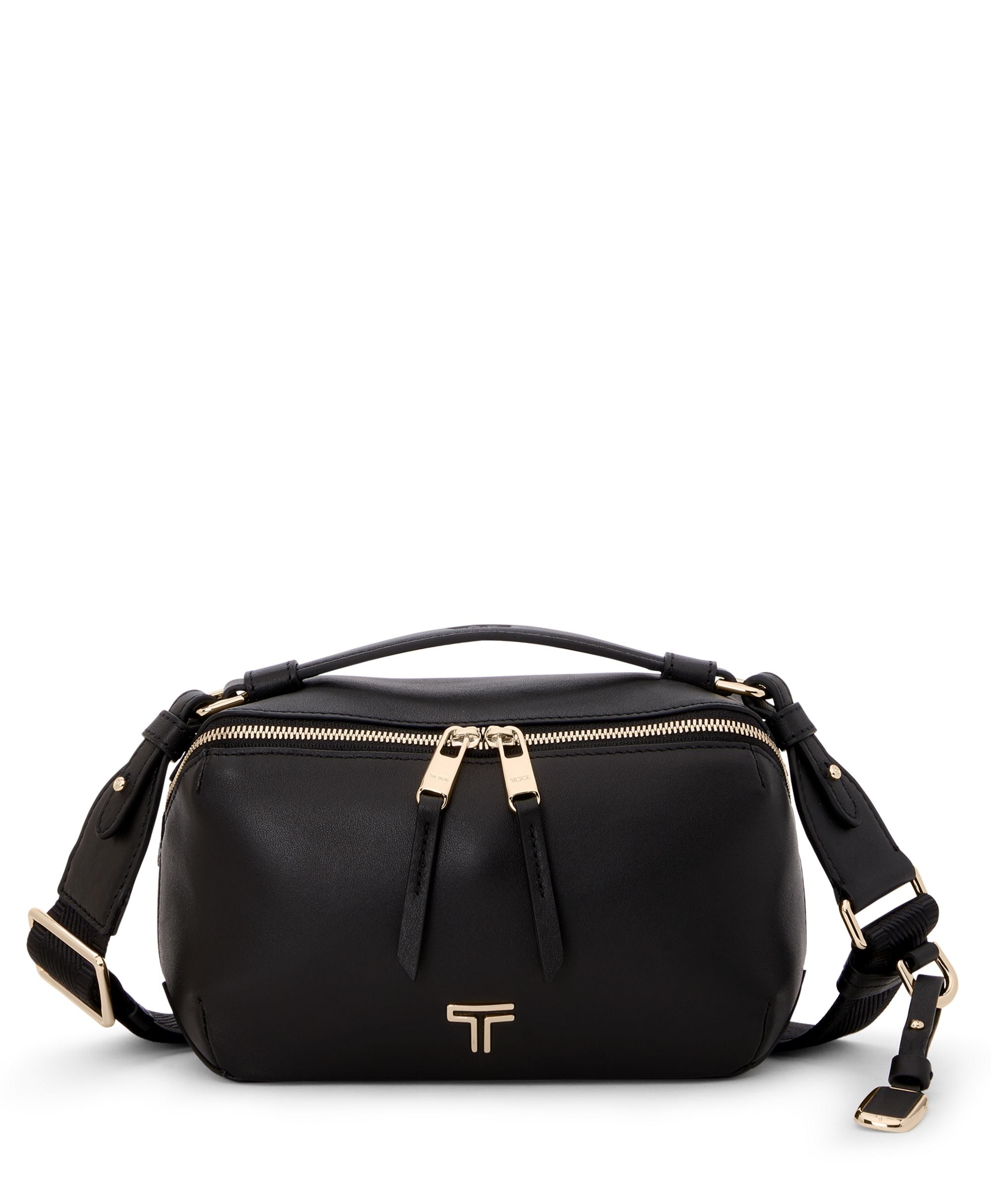Tumi Cross-Body Bag Black/Light Gold Tumi Voyageur Leather Berlin Crossbody