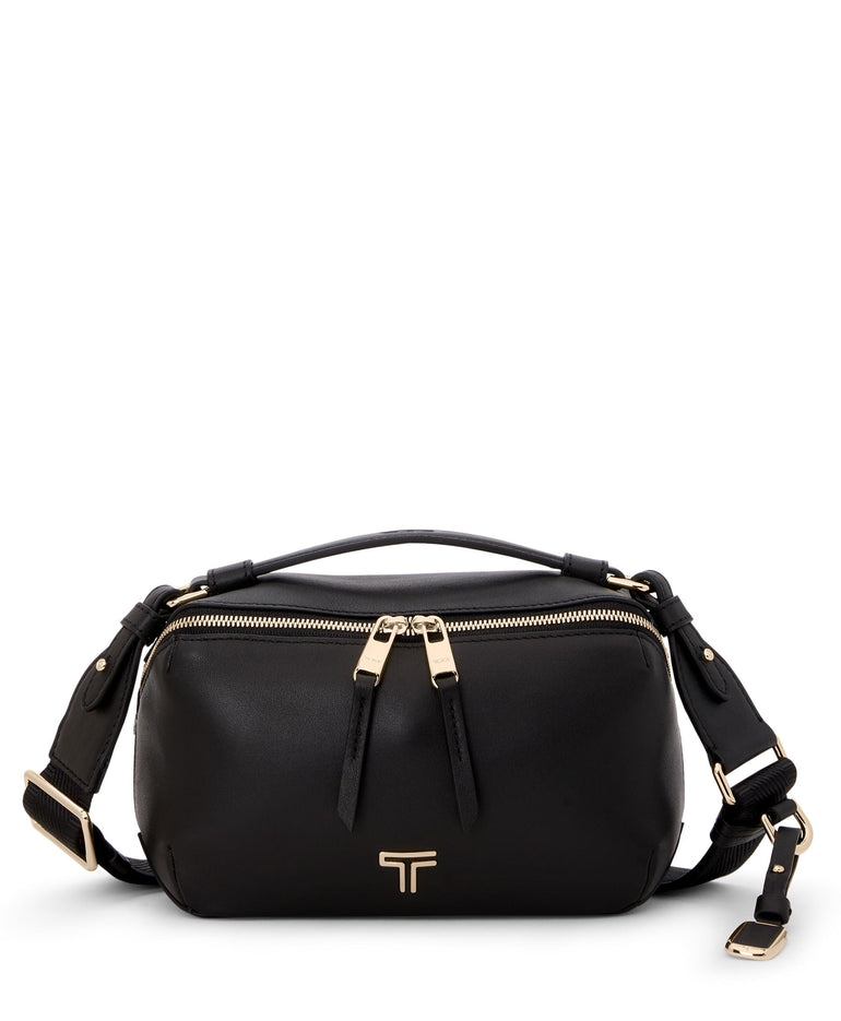 Tumi Cross-Body Bag Black/Light Gold Tumi Voyageur Leather Berlin Crossbody