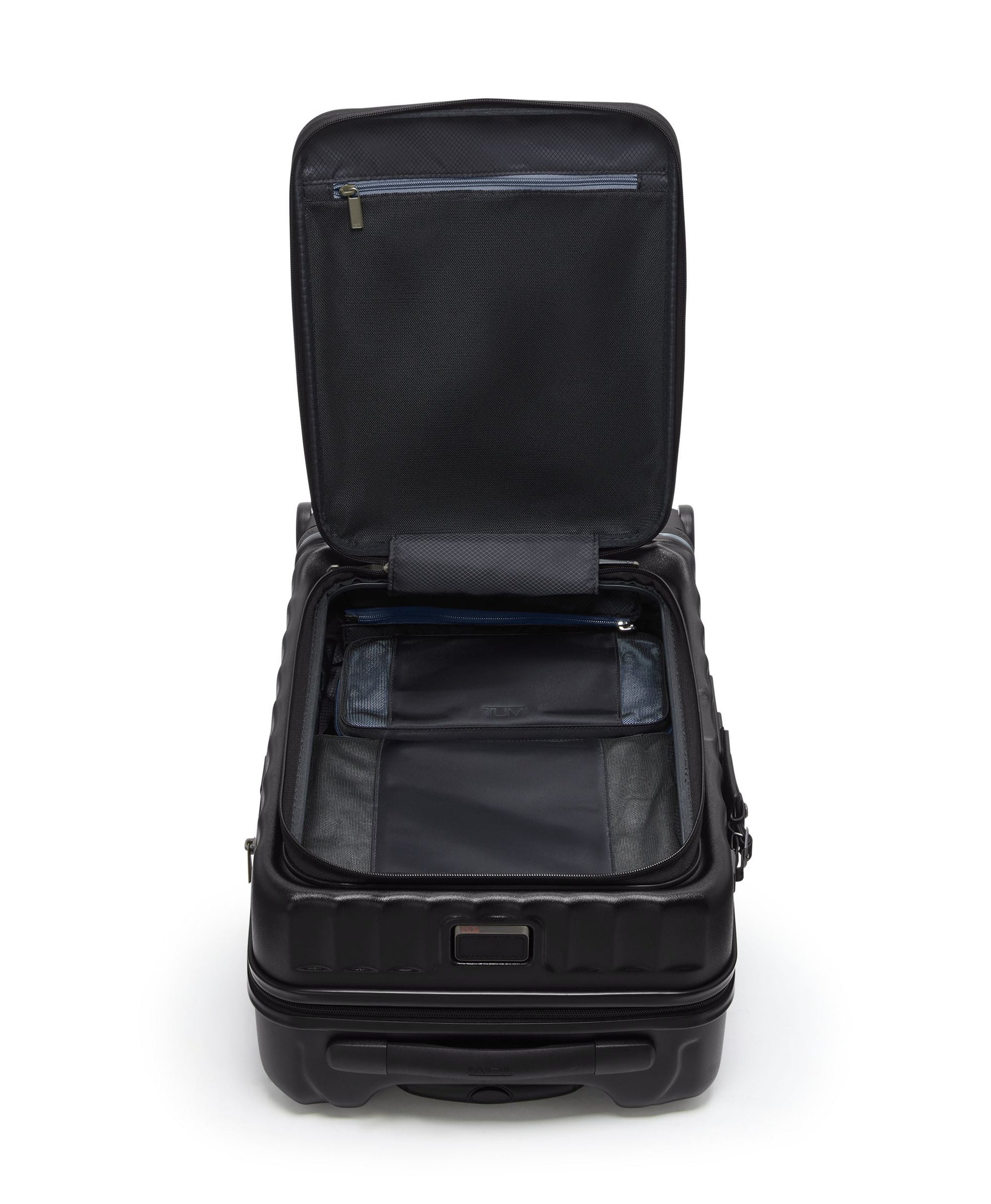Tumi Luggage Black Textured Tumi 19 Degree Front Access Expandable Carry-On Luggage
