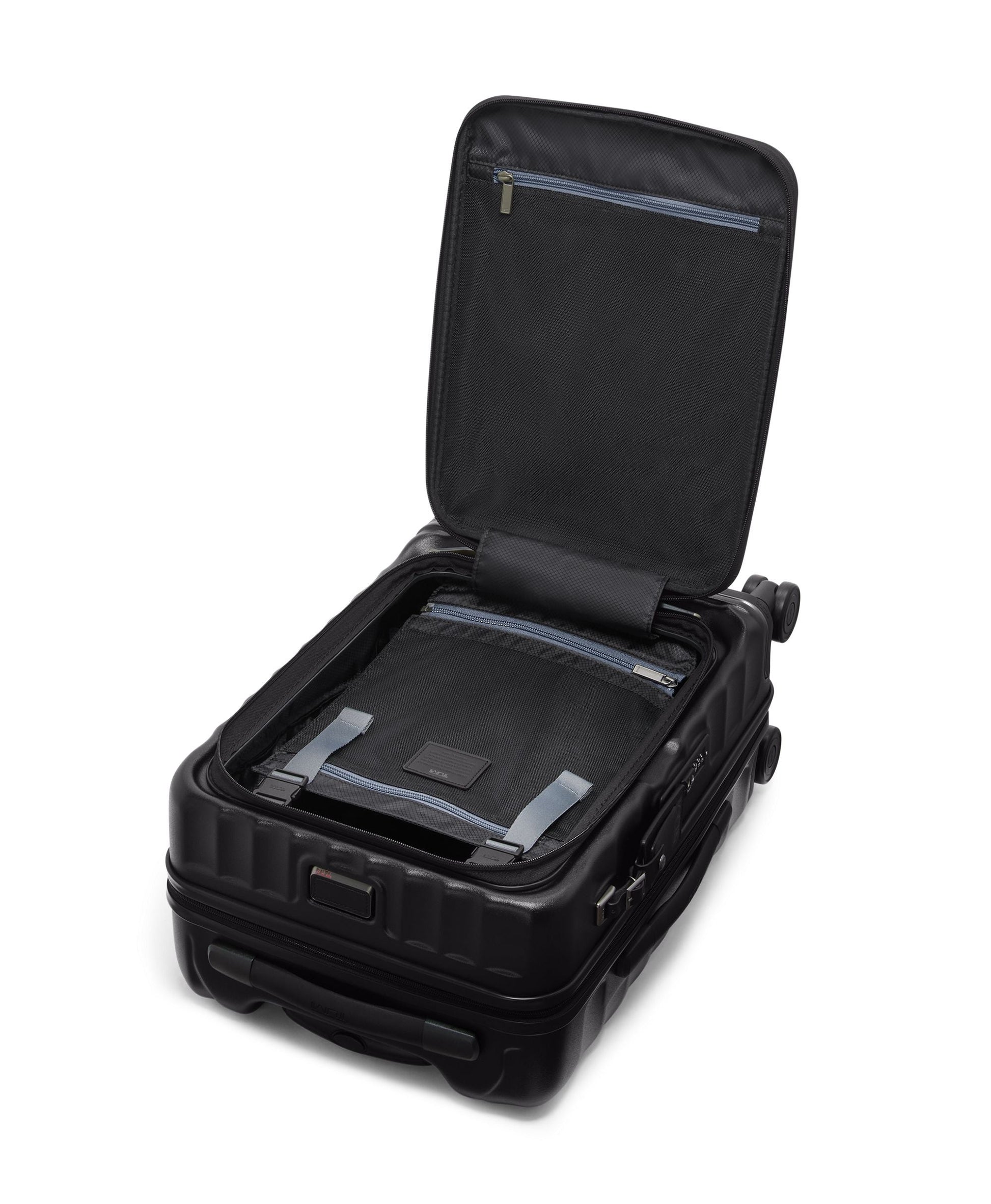 Tumi Luggage Black Textured Tumi 19 Degree Front Access Expandable Carry-On Luggage