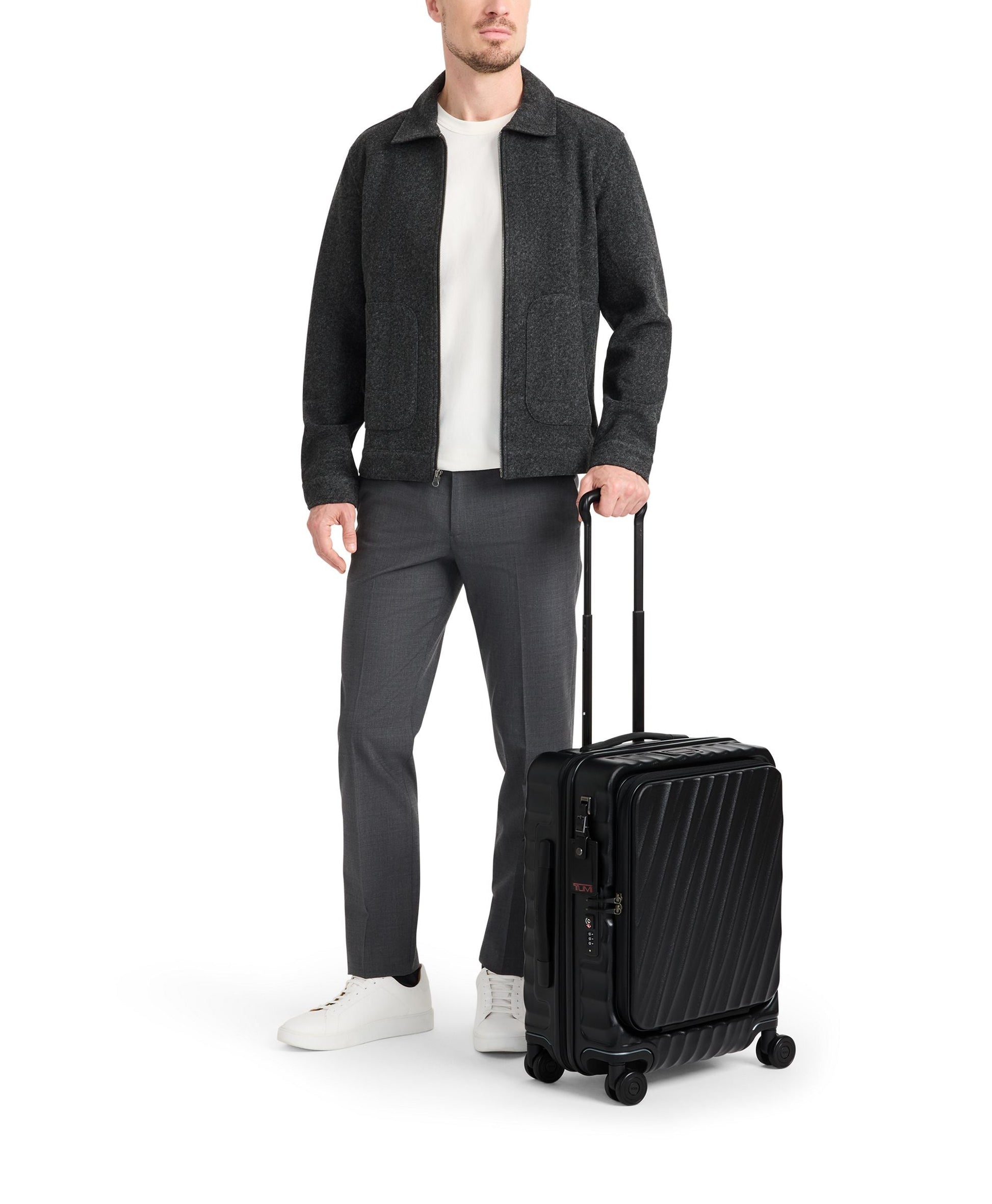 Tumi Luggage Black Textured Tumi 19 Degree Front Access Expandable Carry-On Luggage