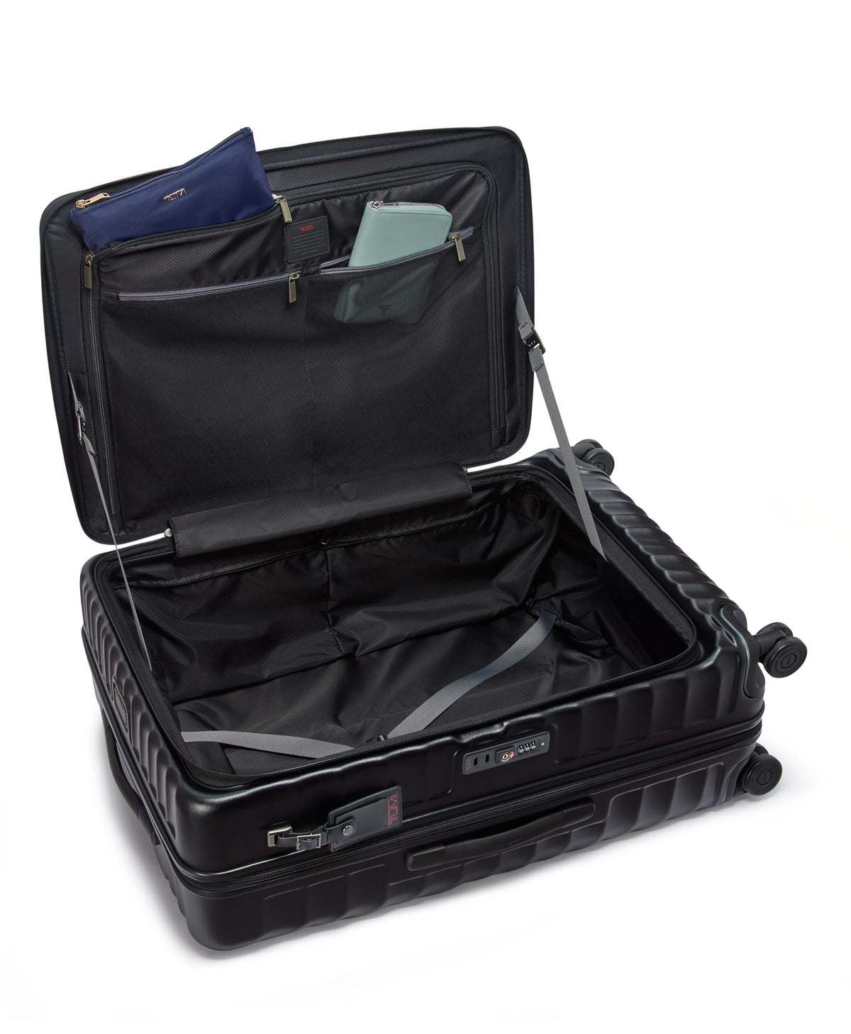 Tumi Luggage Black Textured Tumi 19 Degree Large Front Access Expandable Checked Luggage