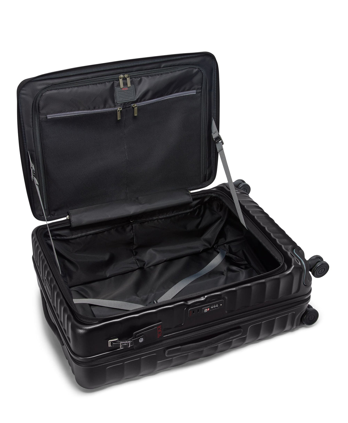 Tumi Luggage Black Textured Tumi 19 Degree Large Front Access Expandable Checked Luggage