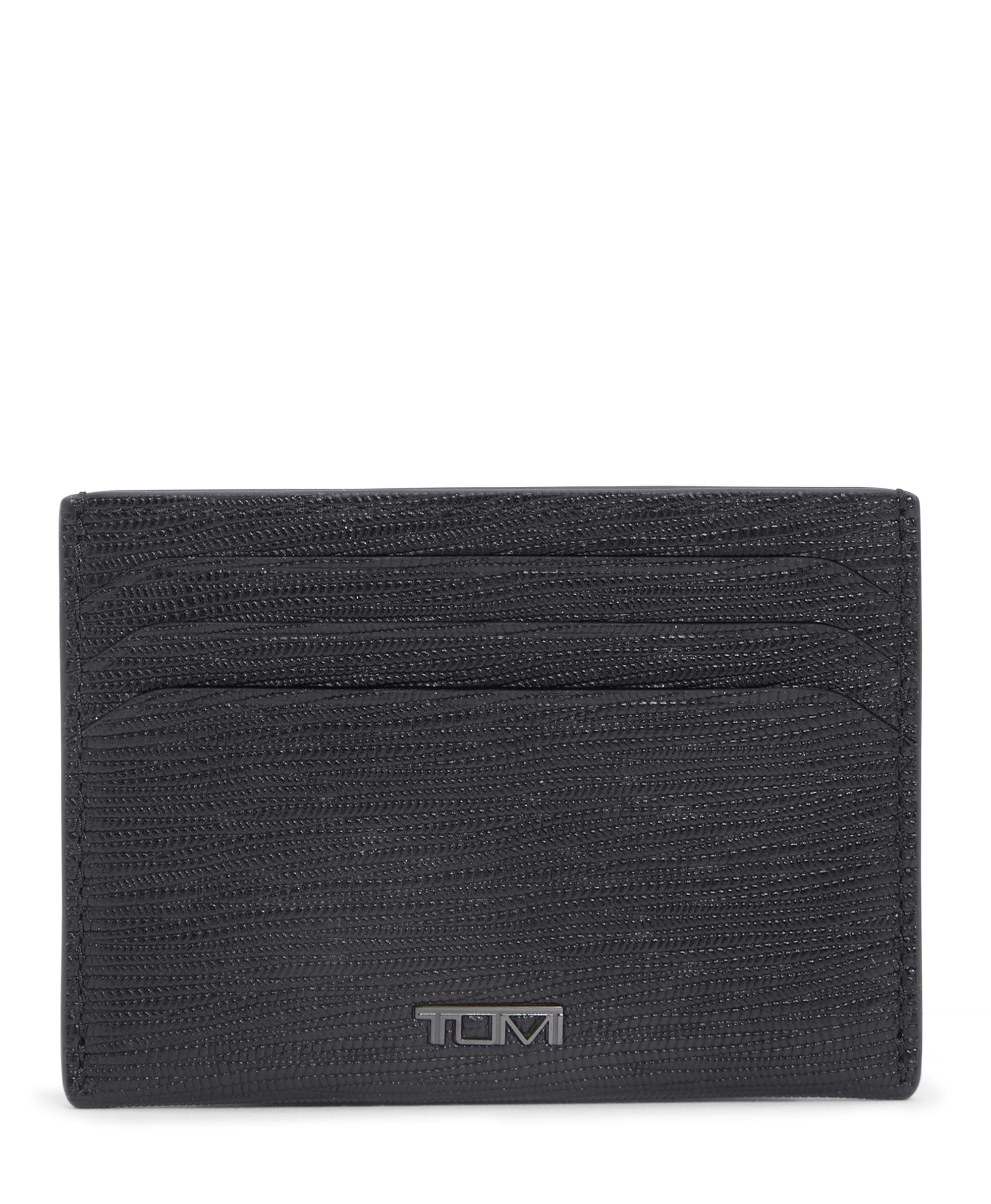 Tumi Wallets Black Embossed Tumi Nassau 6 Credit Card Slim Card Case