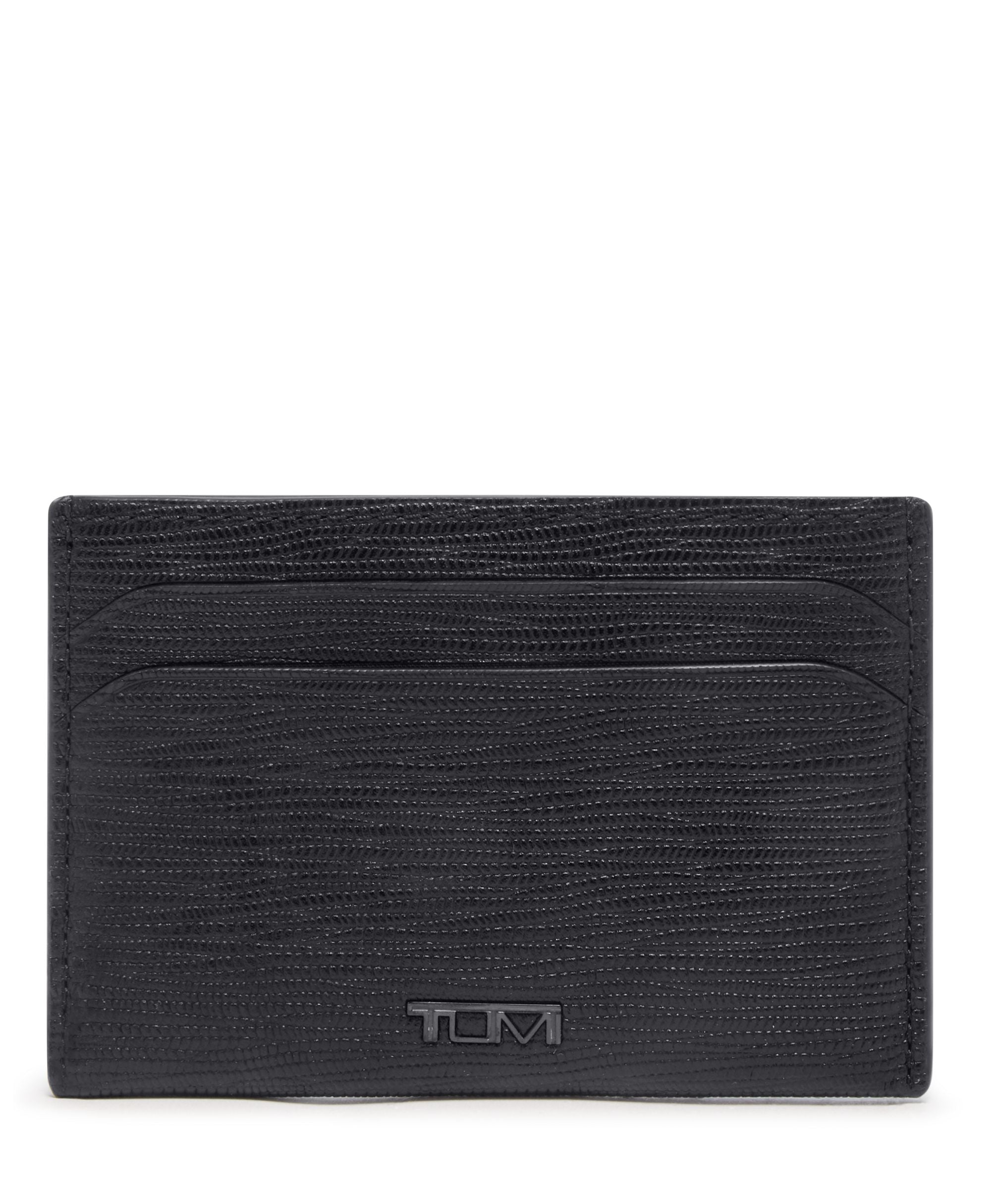Tumi Wallets Black Embossed Tumi Nassau Slim Card Case