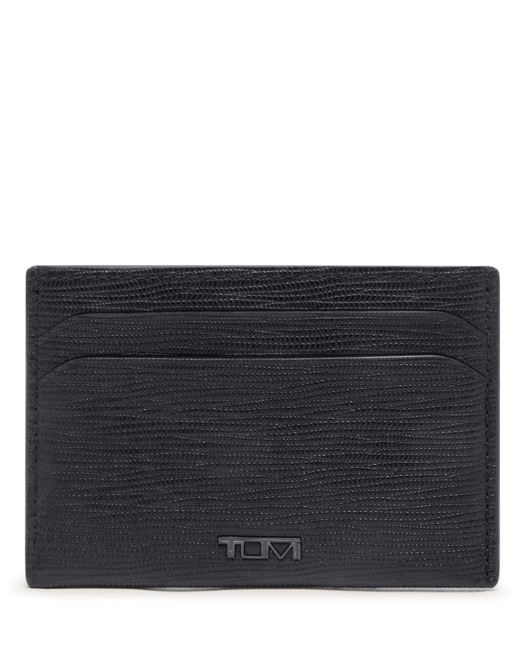 Tumi Wallets Black Embossed Tumi Nassau Slim Card Case