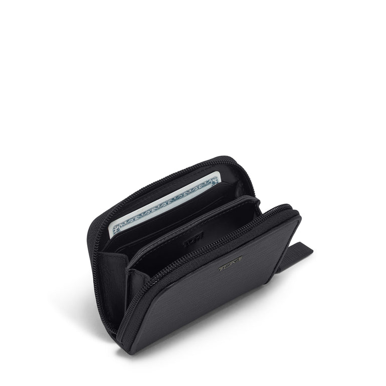 Tumi Wallets Black Embossed Tumi Nassau Zip-Around Card Case
