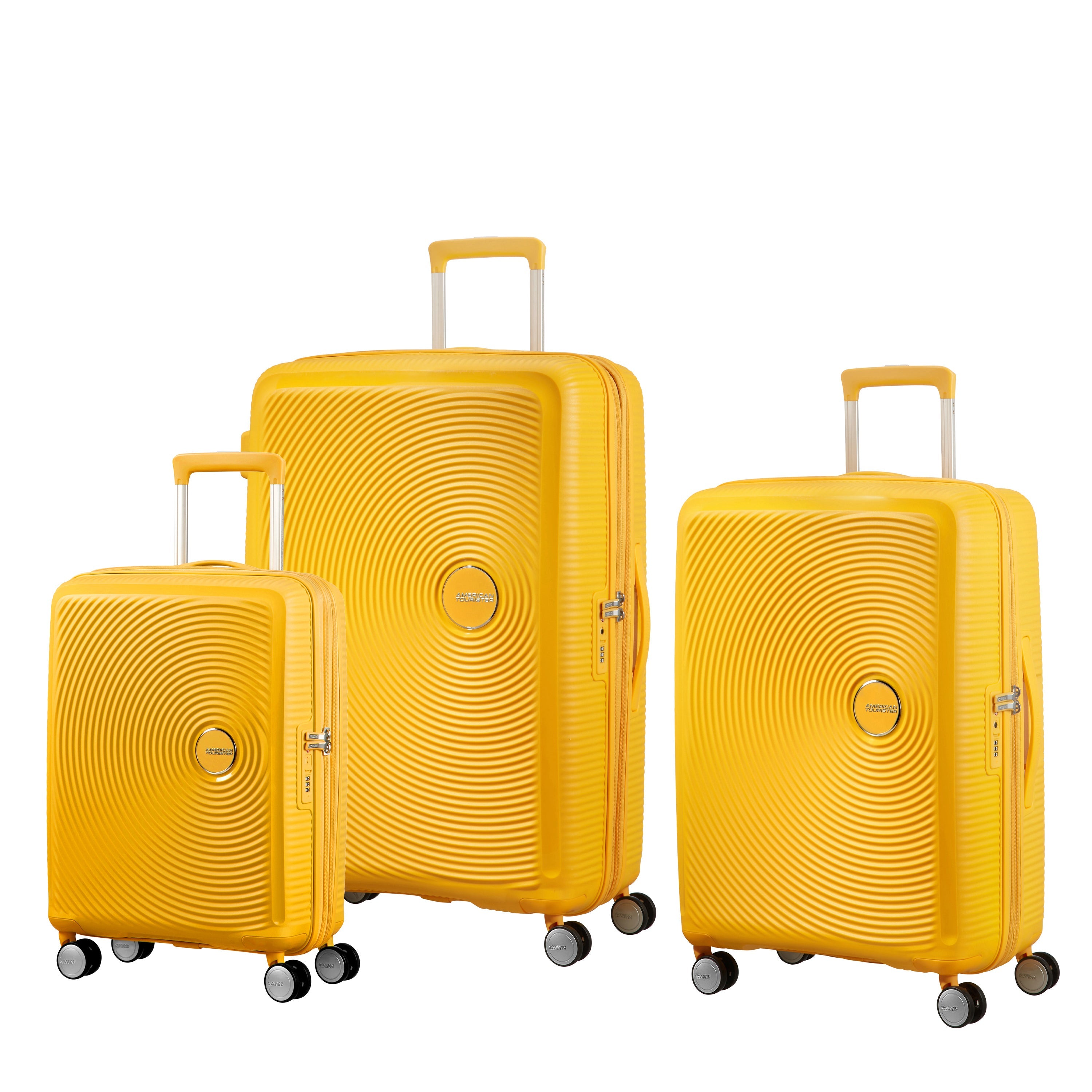 American Tourister Luggage Golden Yellow American Tourister Curio 3 Piece Nested Spinner Expandable Set