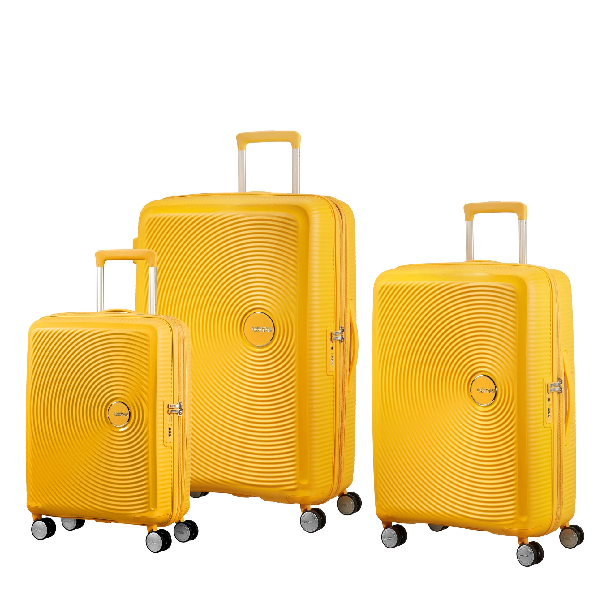 American Tourister Luggage Golden Yellow American Tourister Curio 3 Piece Nested Spinner Expandable Set