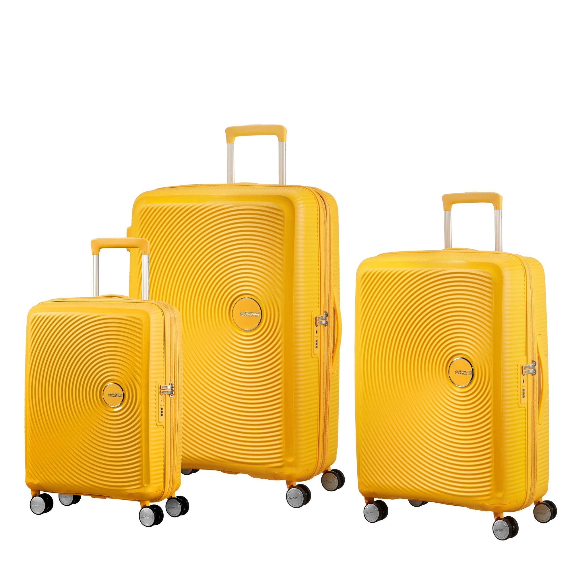 American Tourister Luggage Golden Yellow American Tourister Curio 3 Piece Nested Spinner Expandable Set