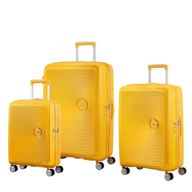 American Tourister Luggage Golden Yellow American Tourister Curio 3 Piece Nested Spinner Expandable Set