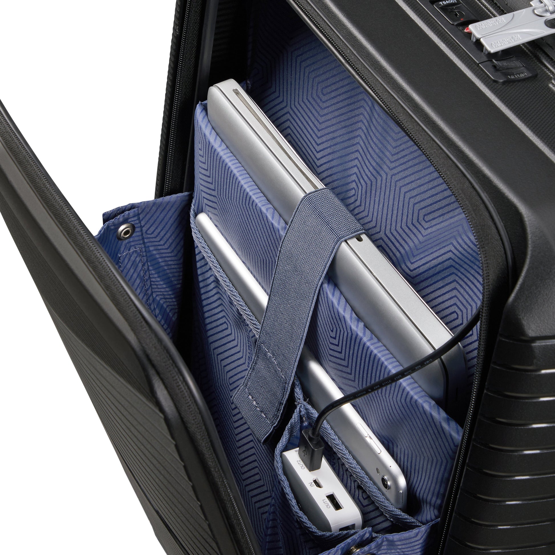 American Tourister Luggage Onyx Black American Tourister Airconic Spinner Frontload Carry-On