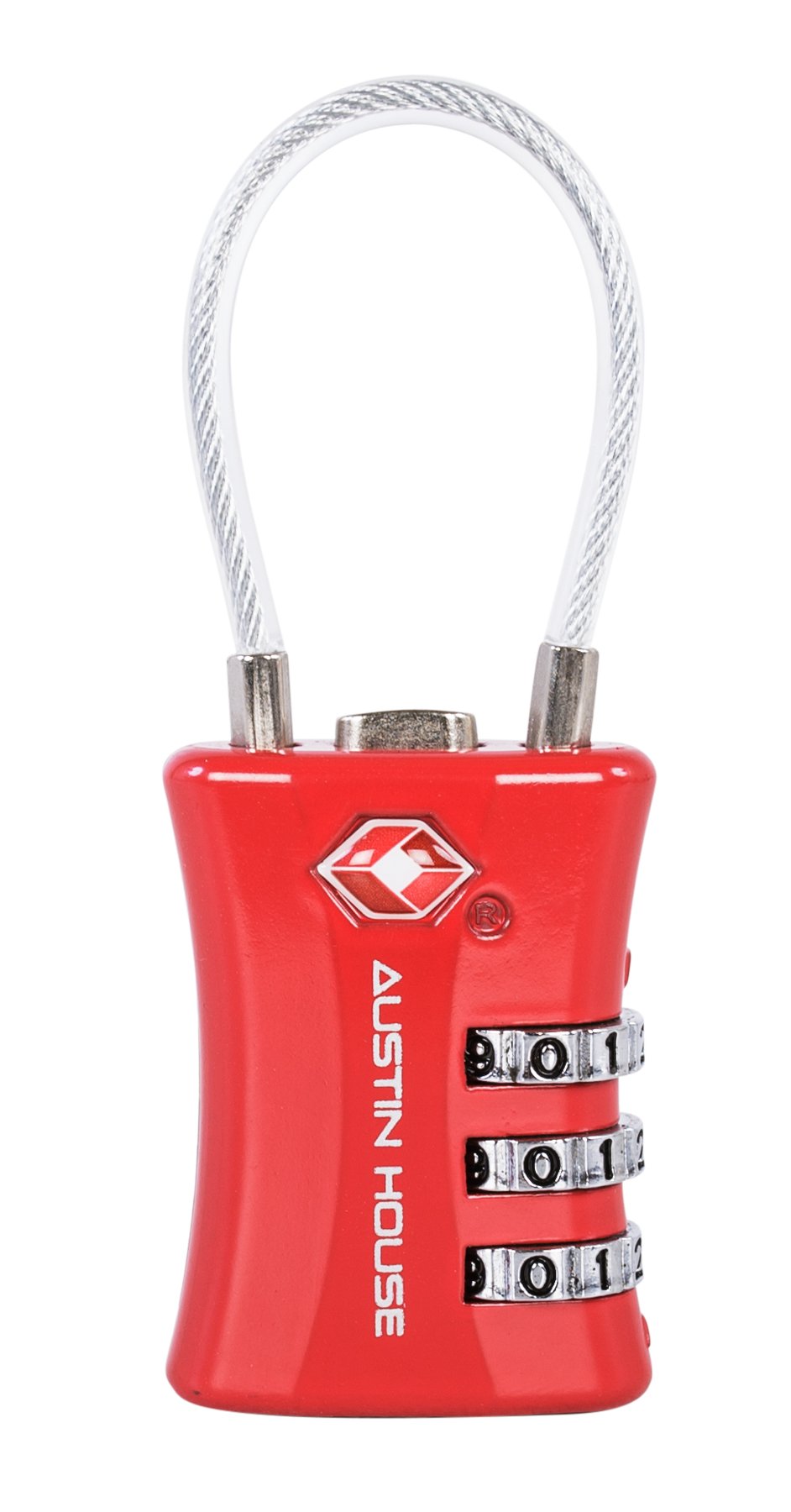 Austin House Locks Red Austin House Travel Sentry 3-Dial Combination Padlock