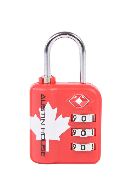 Austin House Locks Red Austin House TSA 3-Dial Combination Padlock With Indicator