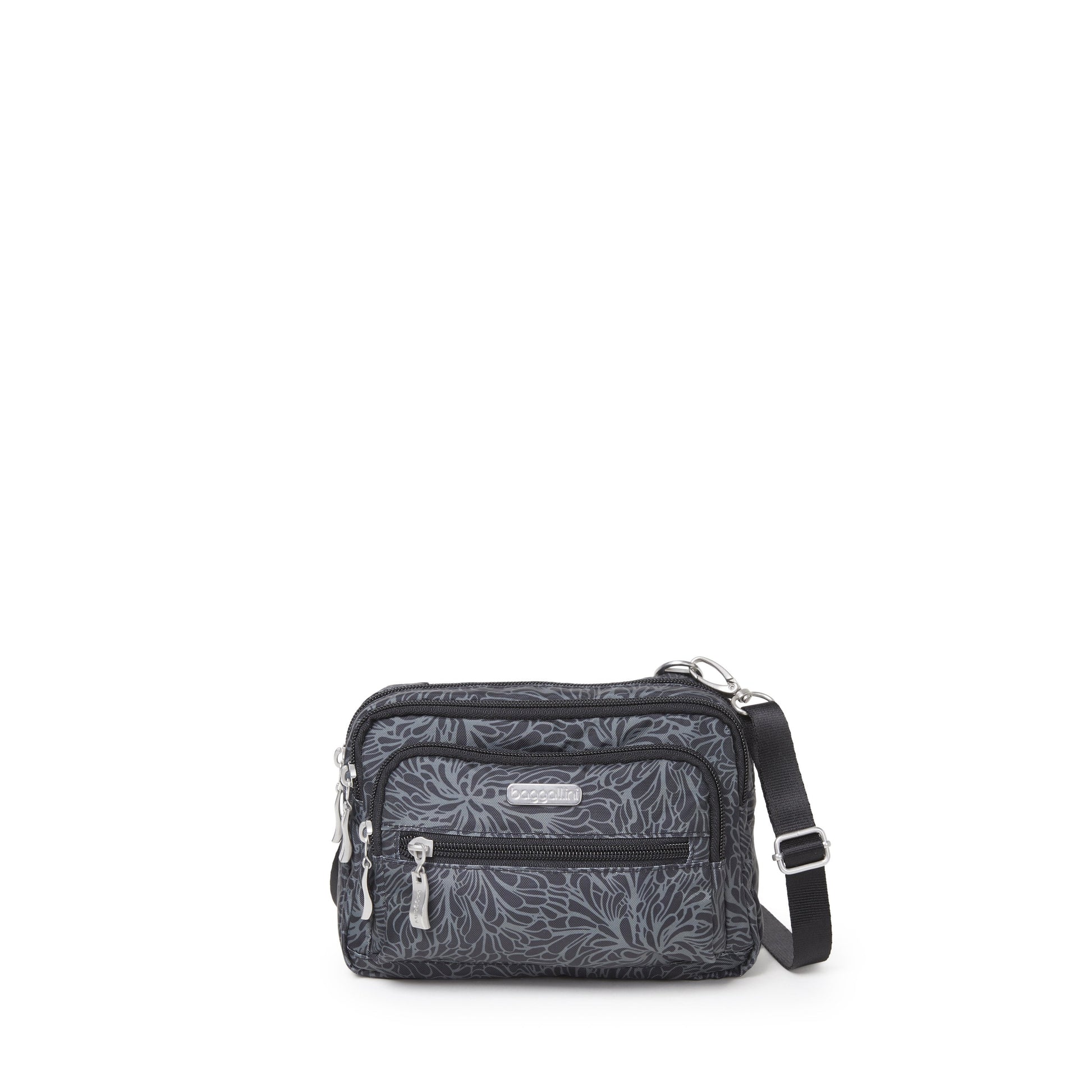 Baggallini Cross-Body Bag Midnight Blossom Baggallini Triple Zip Bagg