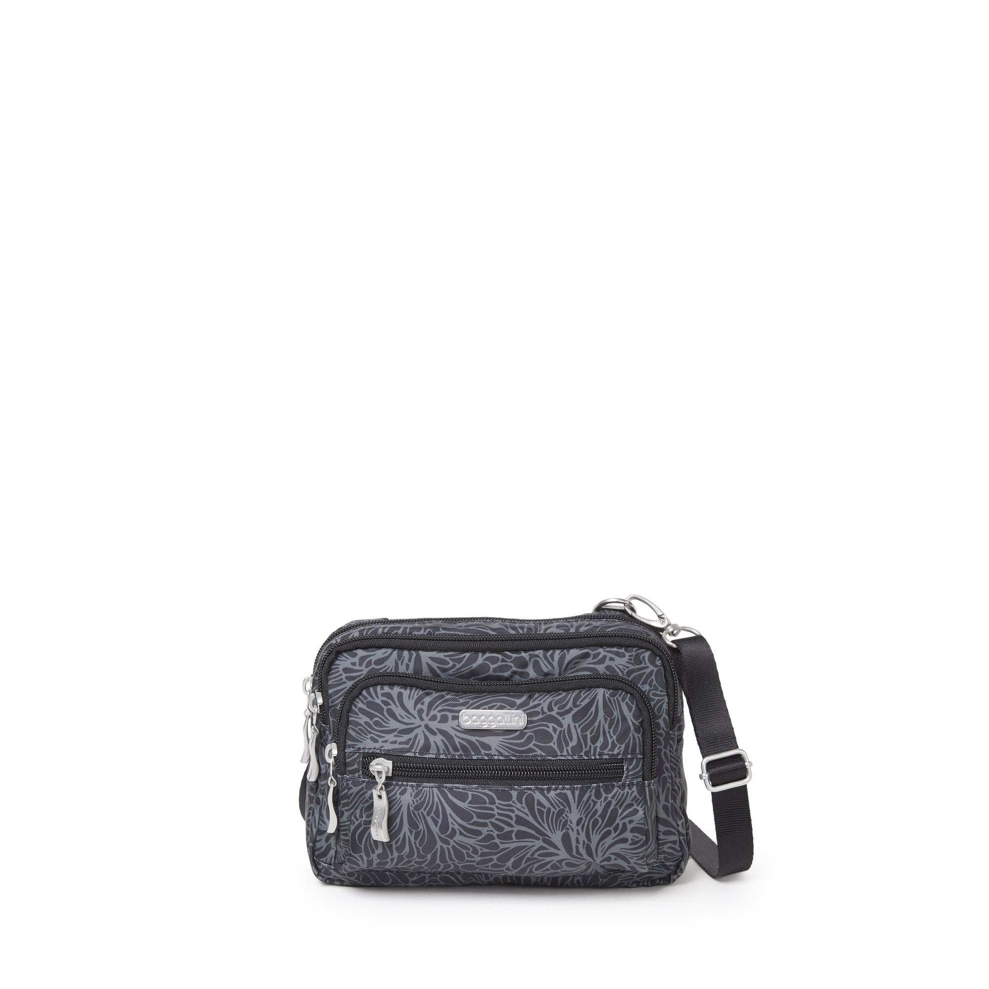 Baggallini Cross-Body Bag Midnight Blossom Baggallini Triple Zip Bagg