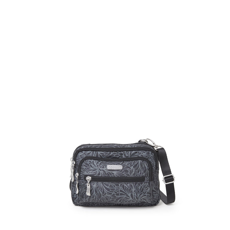 Baggallini Cross-Body Bag Midnight Blossom Baggallini Triple Zip Bagg