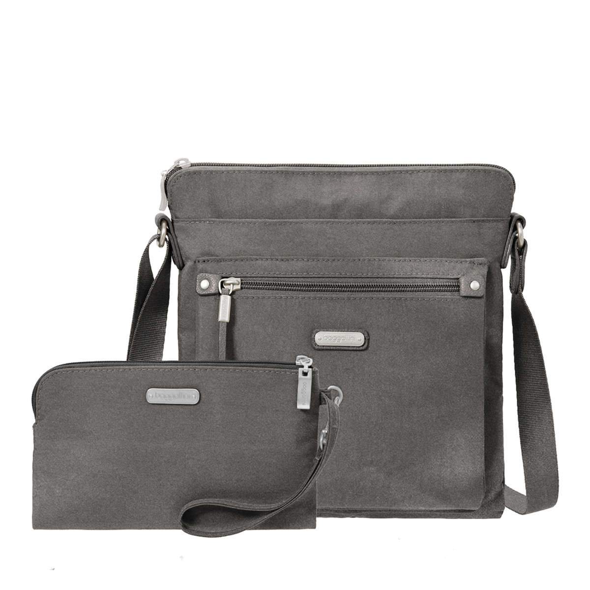 Baggallini Cross-Body Bag Sterling Shimmer Baggallini Go Bagg With RFID Phone Wristlet