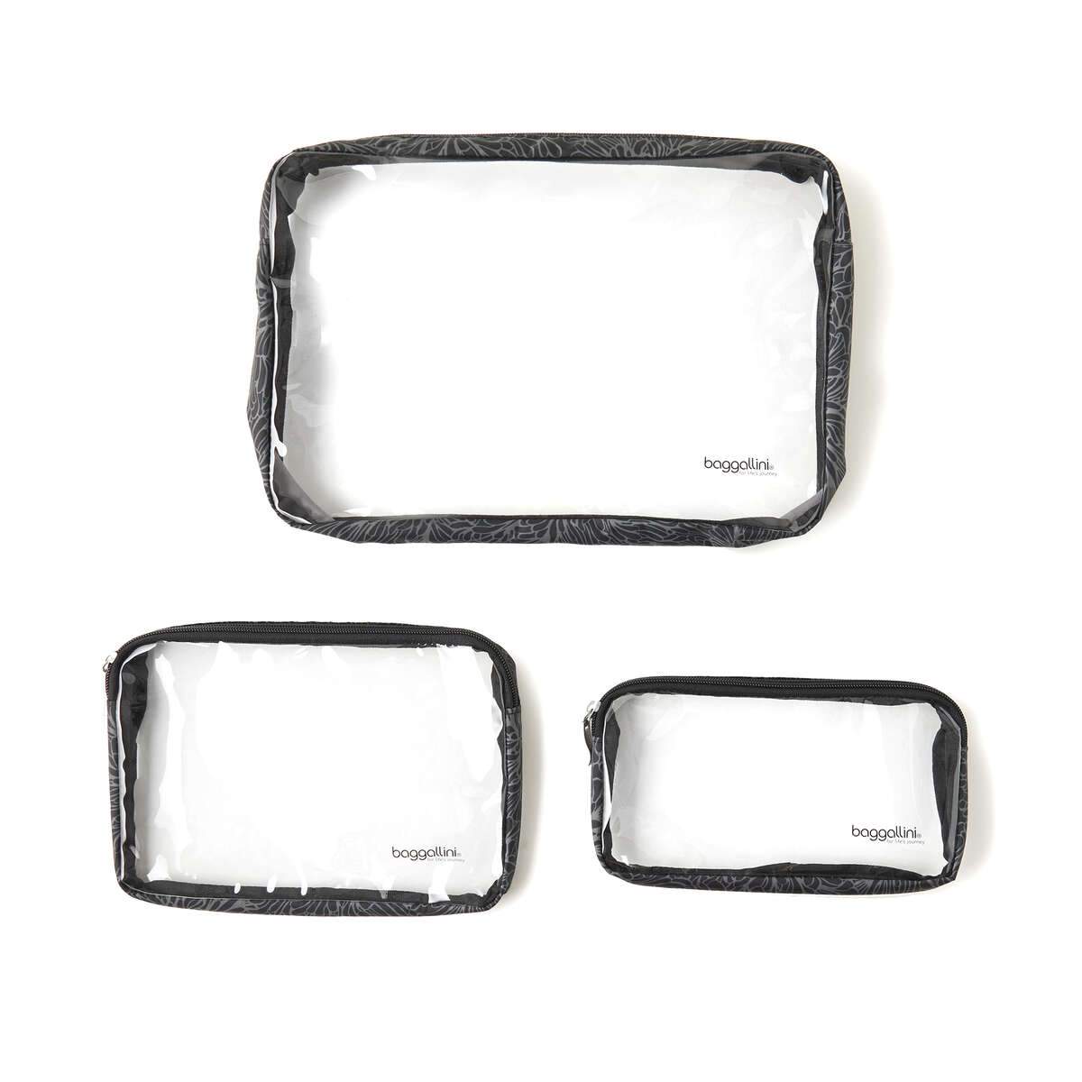 Baggallini Travel Accessories Midnight Blossom Baggallini Clear Travel Pouches