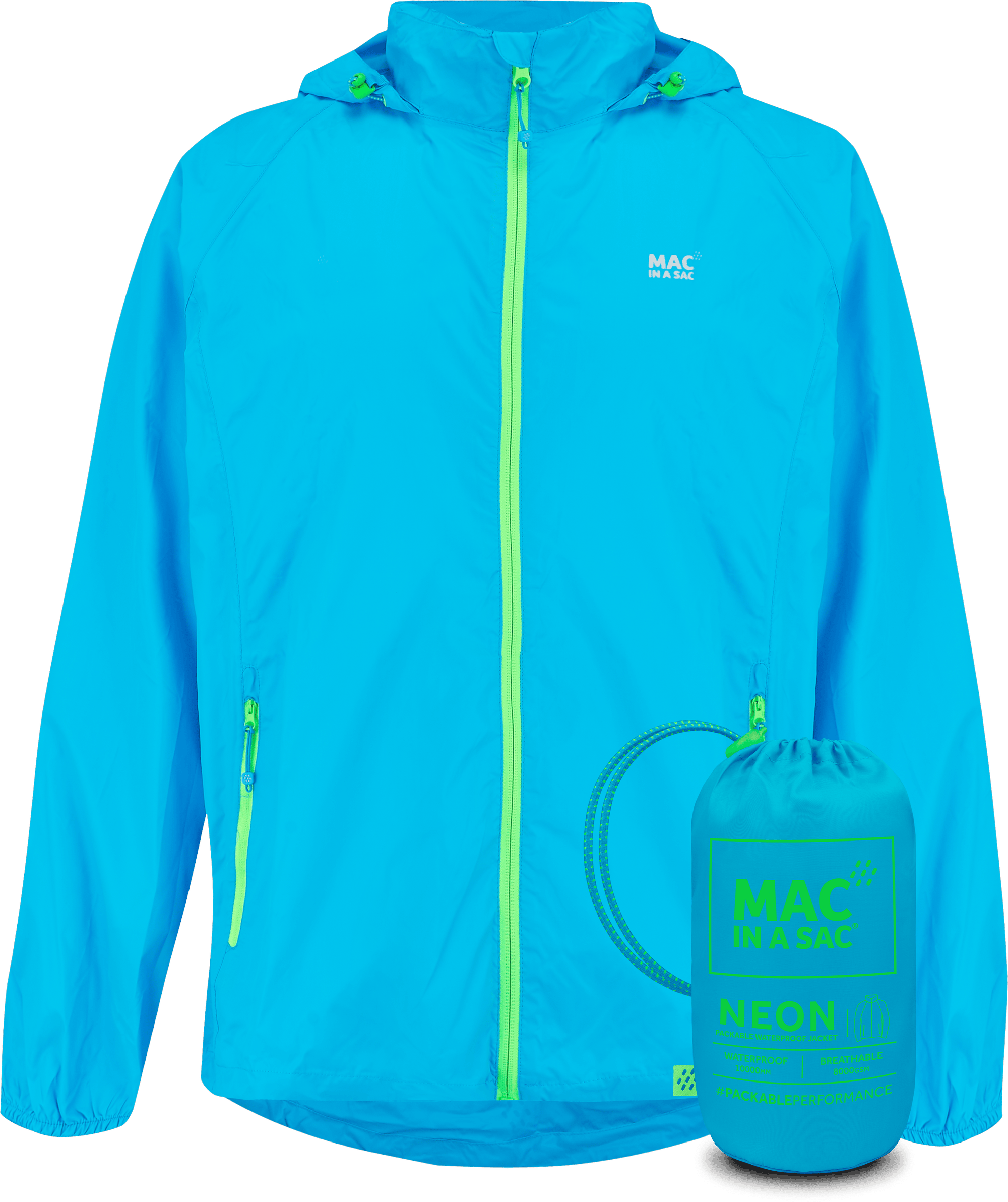 Mac In A Sac Apparel X Small Mac In A Sac NEON 2 Jacket - Neon Blue