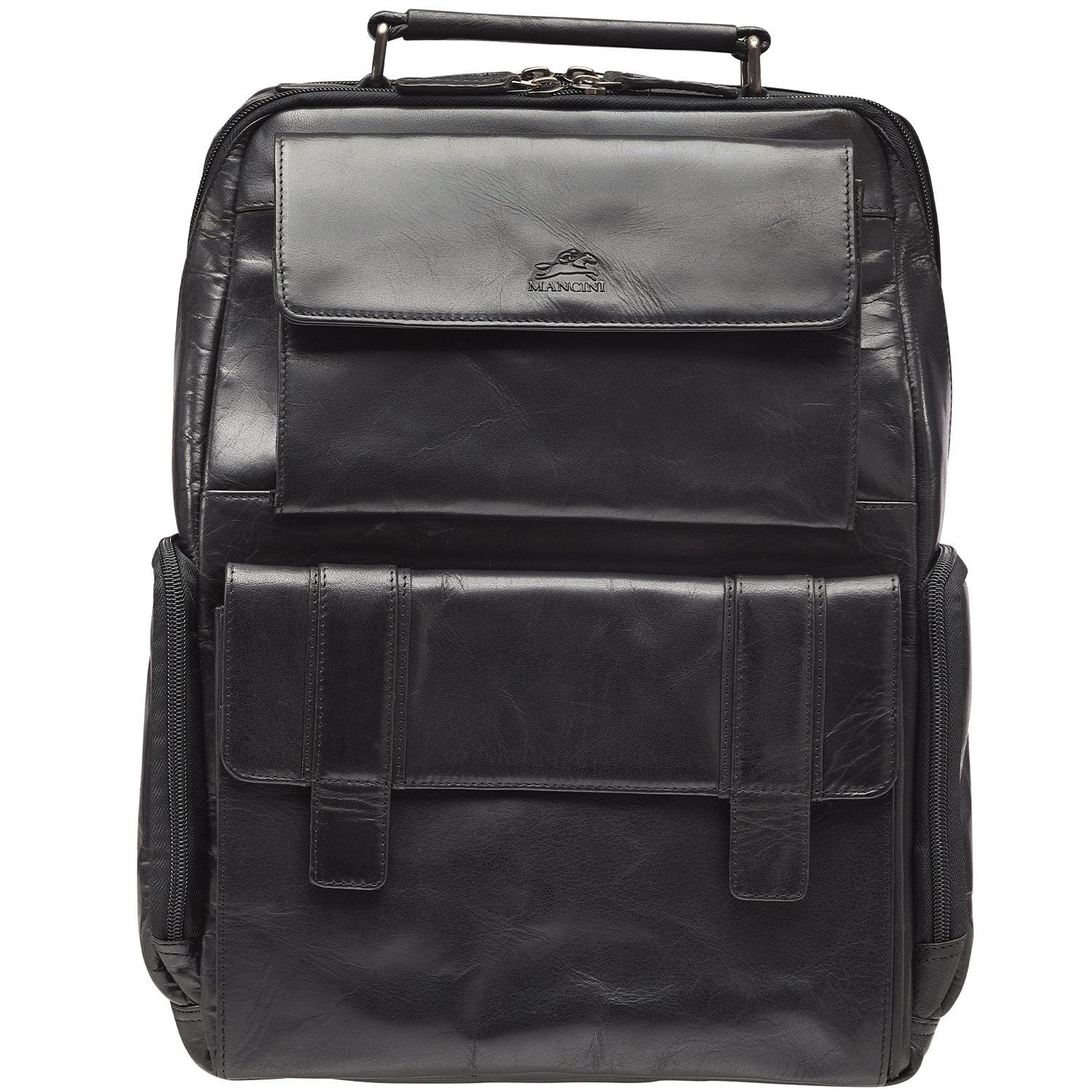 Mancini Backpacks Black Mancini BUFFALO Backpack with RFID Secure Pocket for 15.6” Laptop