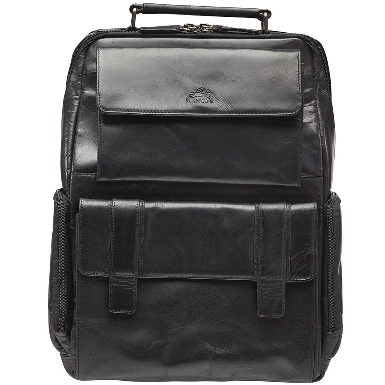 Mancini Backpacks Black Mancini BUFFALO Backpack with RFID Secure Pocket for 15.6” Laptop