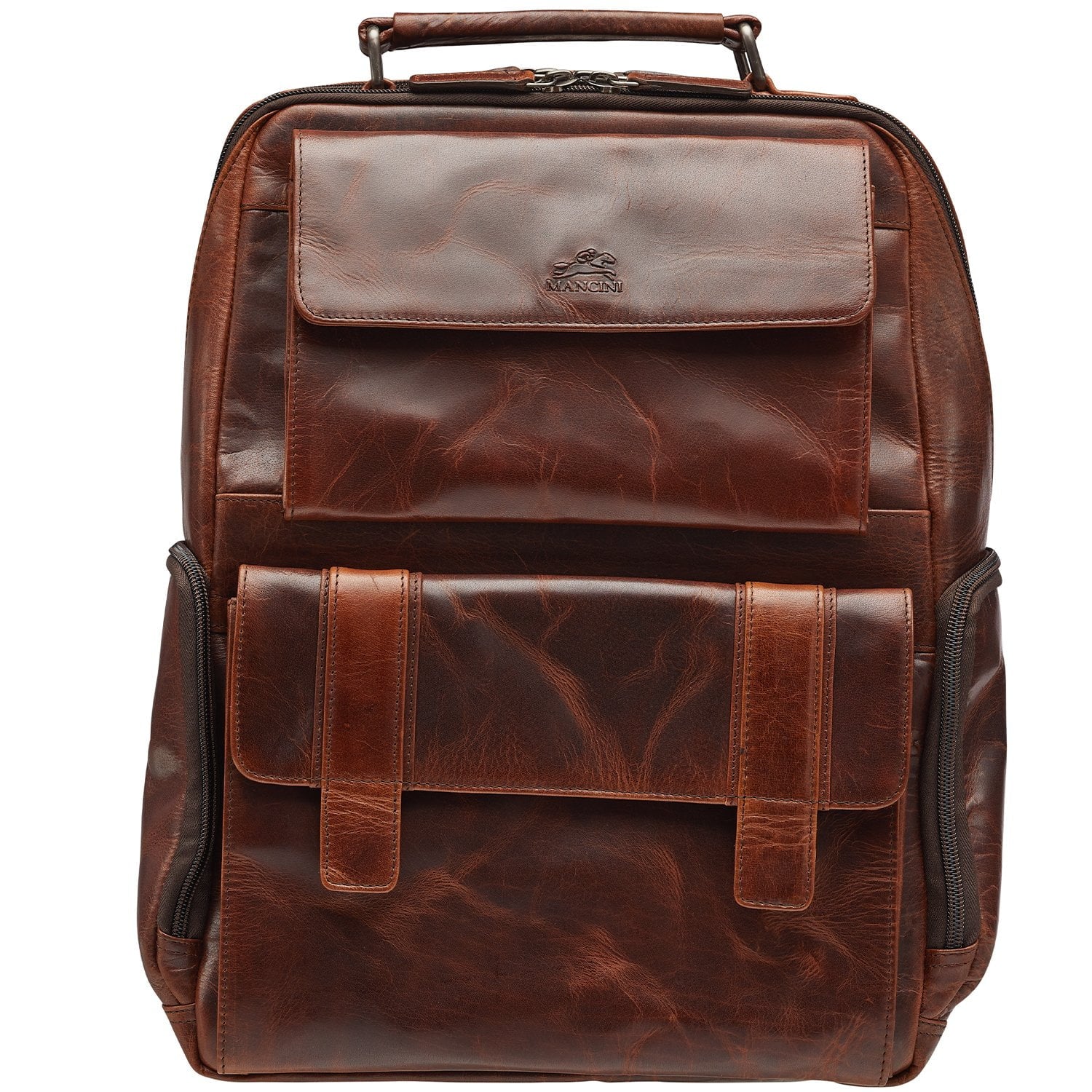 Mancini Backpacks Brown Mancini BUFFALO Backpack with RFID Secure Pocket for 15.6” Laptop