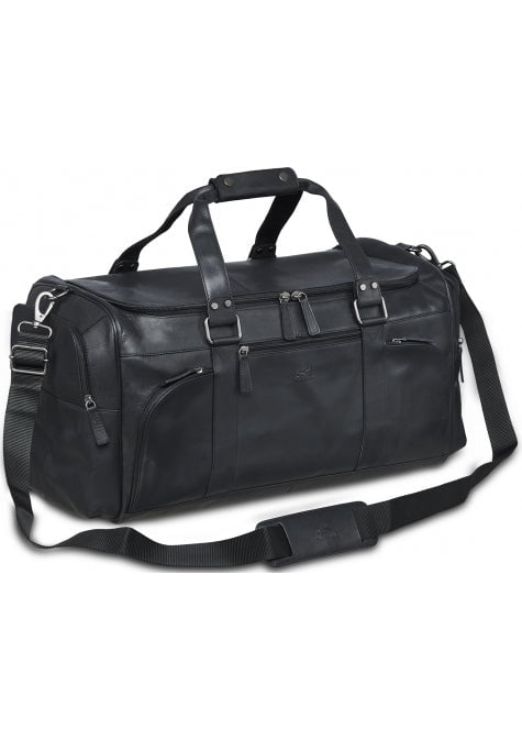 Mancini Duffles Black Mancini Buffalo Collection Leather Duffle Bag