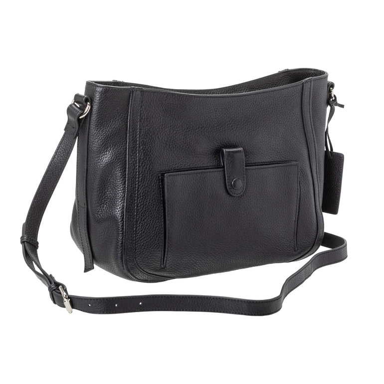 Mancini Handbags Black Mancini Pebbled Sophia Leather Crossbody Bag