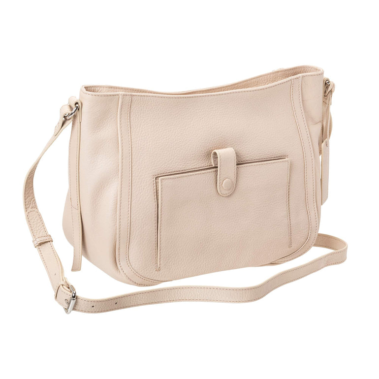 Mancini Handbags Bone Mancini Pebbled Sophia Leather Crossbody Bag