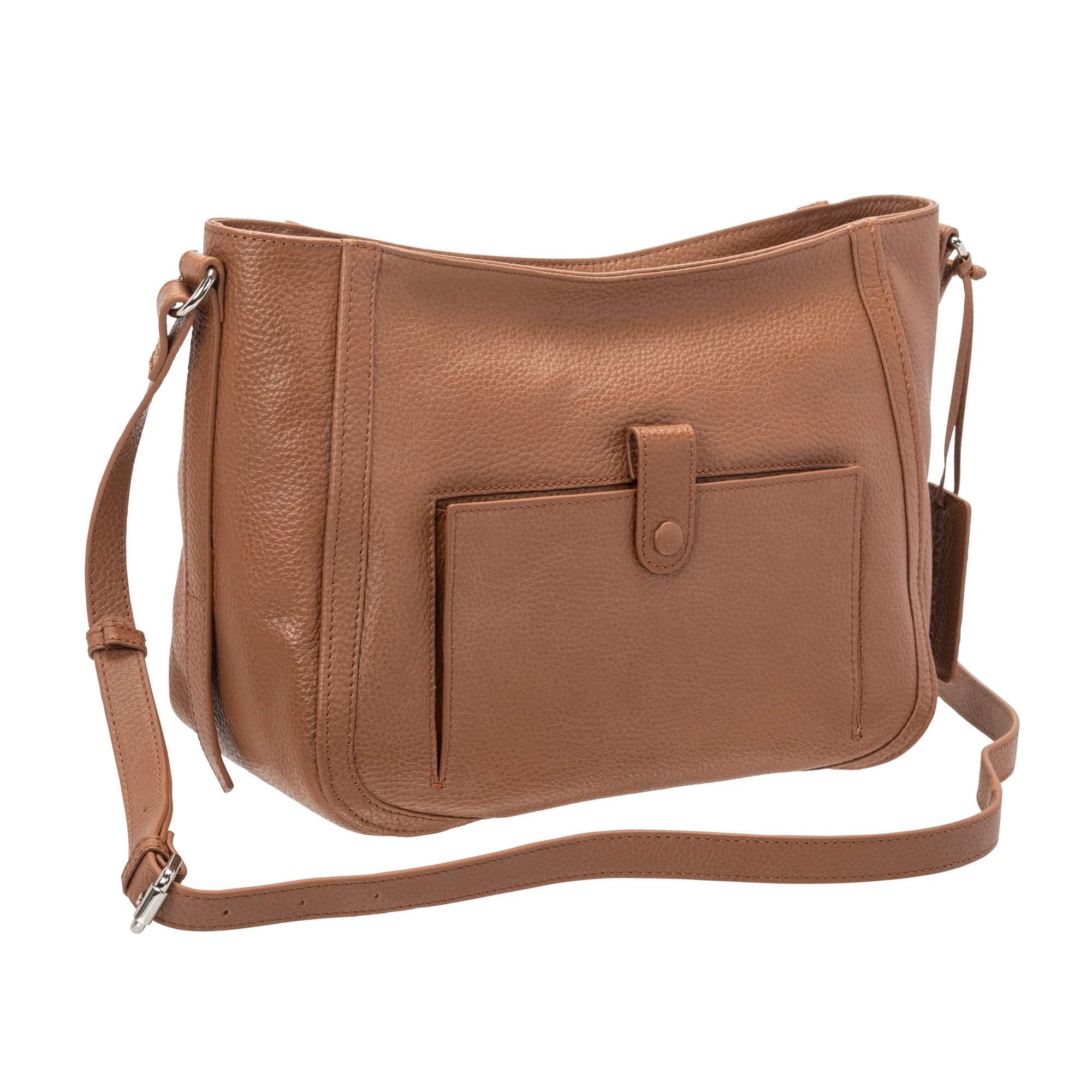Mancini Handbags Camel Mancini Pebbled Sophia Leather Crossbody Bag