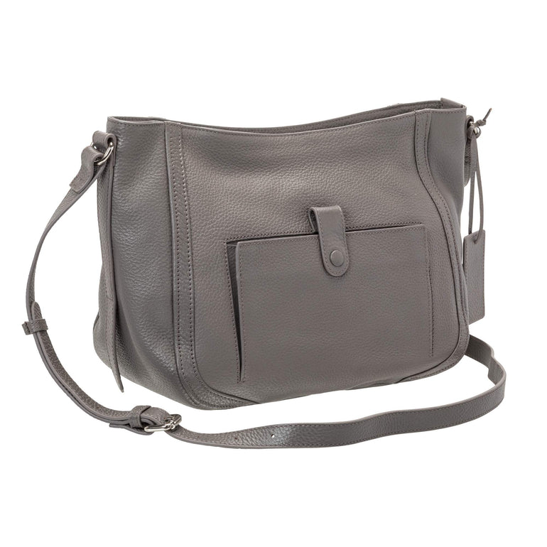 Mancini Handbags Grey Mancini Pebbled Sophia Leather Crossbody Bag