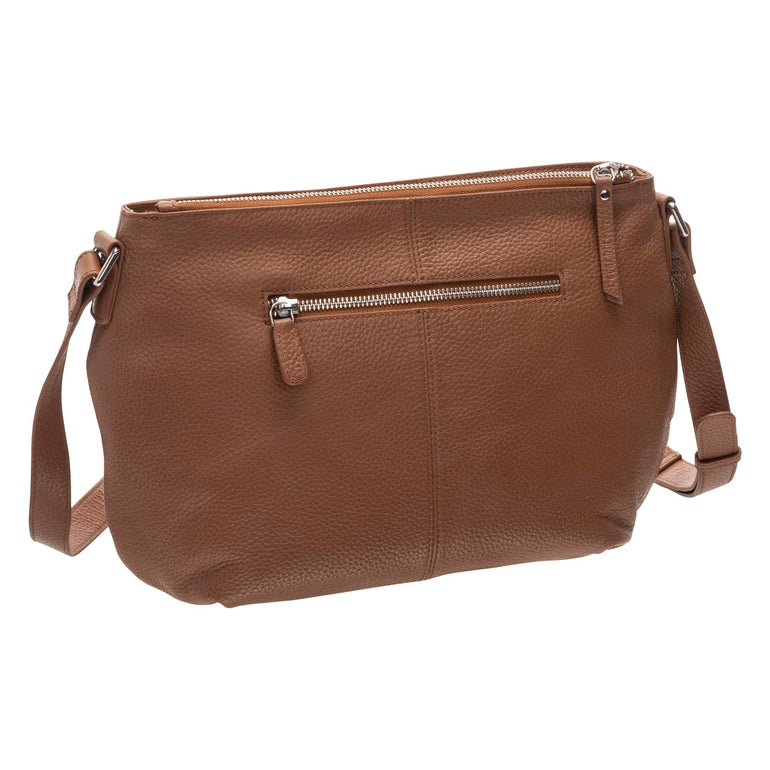 Mancini Handbags Mancini Pebbled Scarlet Leather Crossbody Hobo Bag