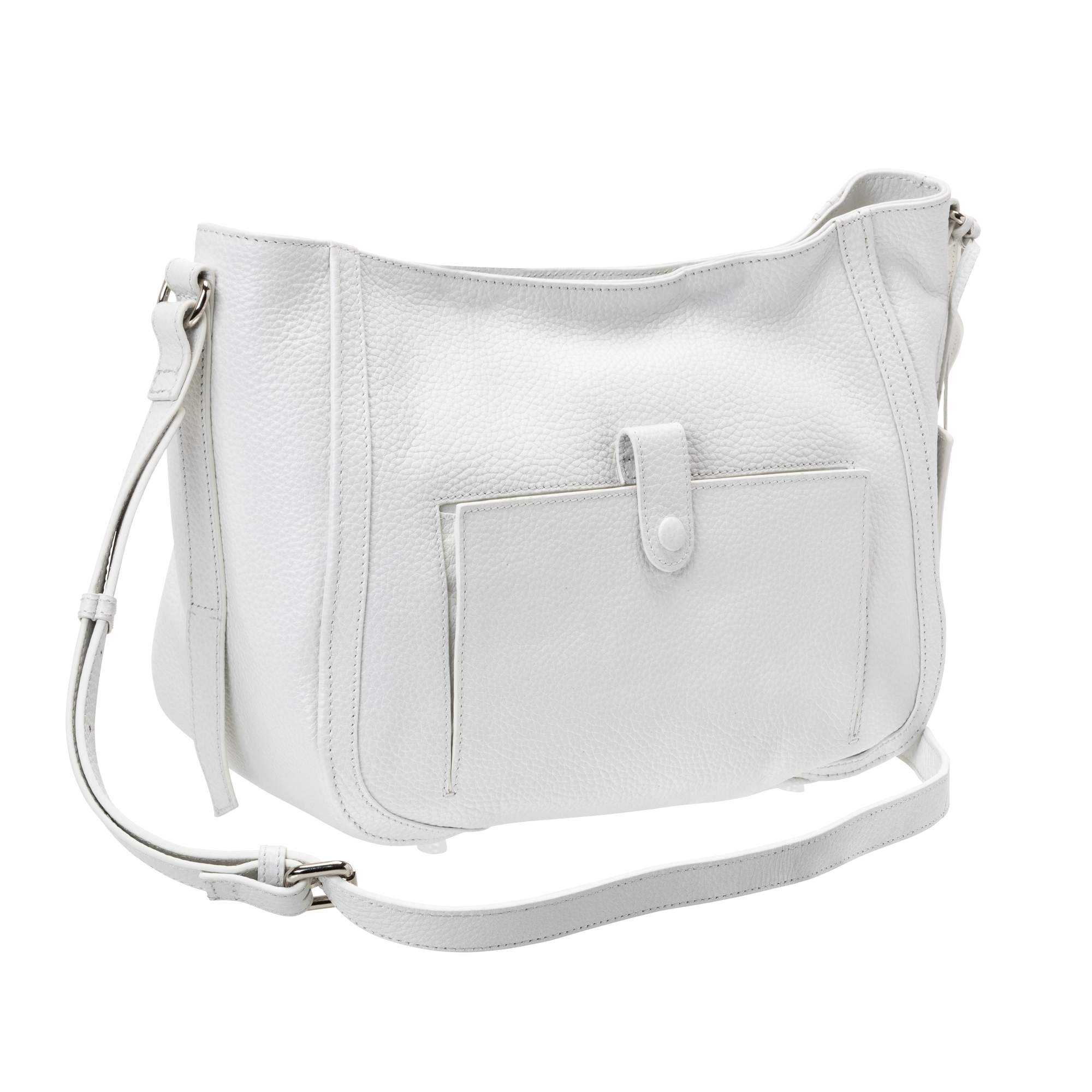 Mancini Handbags White Mancini Pebbled Sophia Leather Crossbody Bag