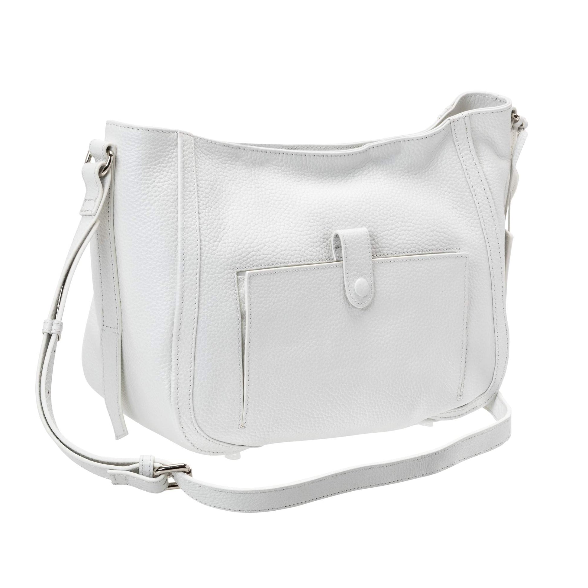 Mancini Handbags White Mancini Pebbled Sophia Leather Crossbody Bag