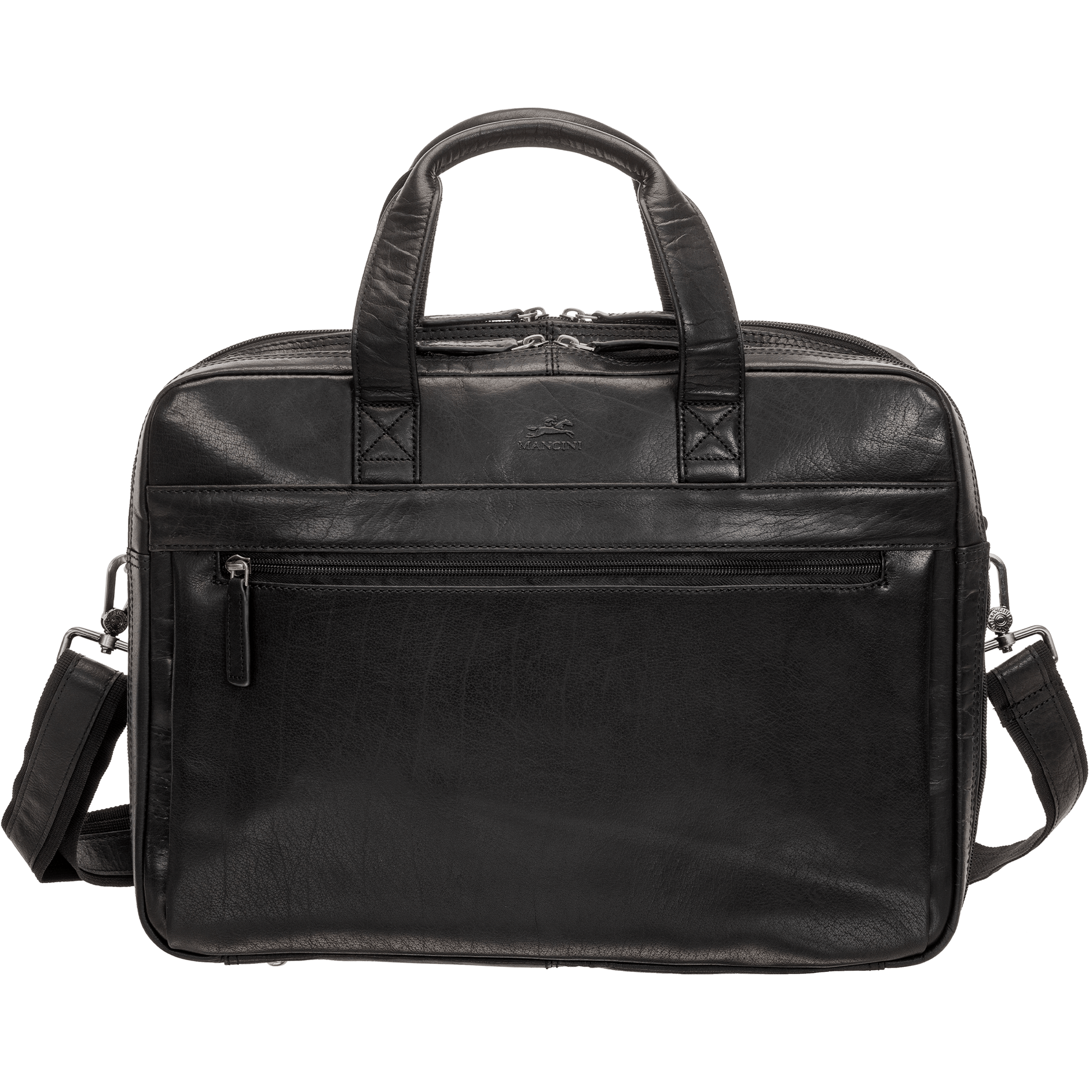 Mancini Laptop Briefcase Black Mancini BUFFALO Double Compartment Briefcase for Laptop and Tablet