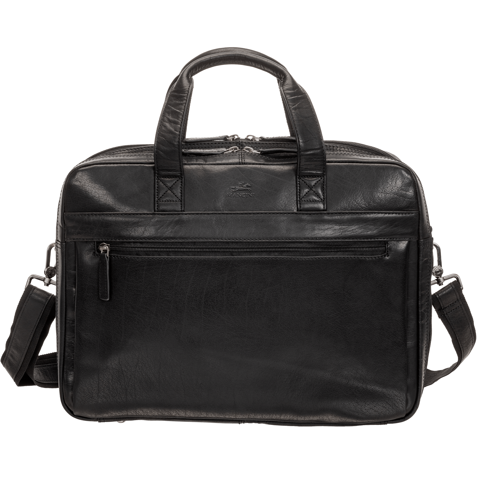 Mancini Laptop Briefcase Black Mancini BUFFALO Double Compartment Briefcase for Laptop and Tablet