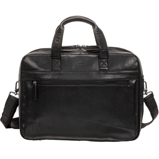 Mancini Laptop Briefcase Black Mancini BUFFALO Double Compartment Briefcase for Laptop and Tablet