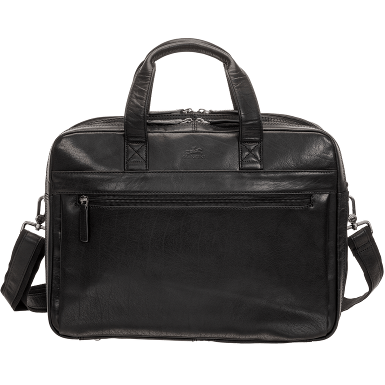 Mancini Laptop Briefcase Black Mancini BUFFALO Double Compartment Briefcase for Laptop and Tablet