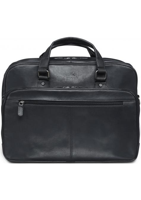 Mancini Laptop Briefcase Black Mancini BUFFALO Expandable Double Compartment Briefcase for 15.6 Inch Laptop / Tablet