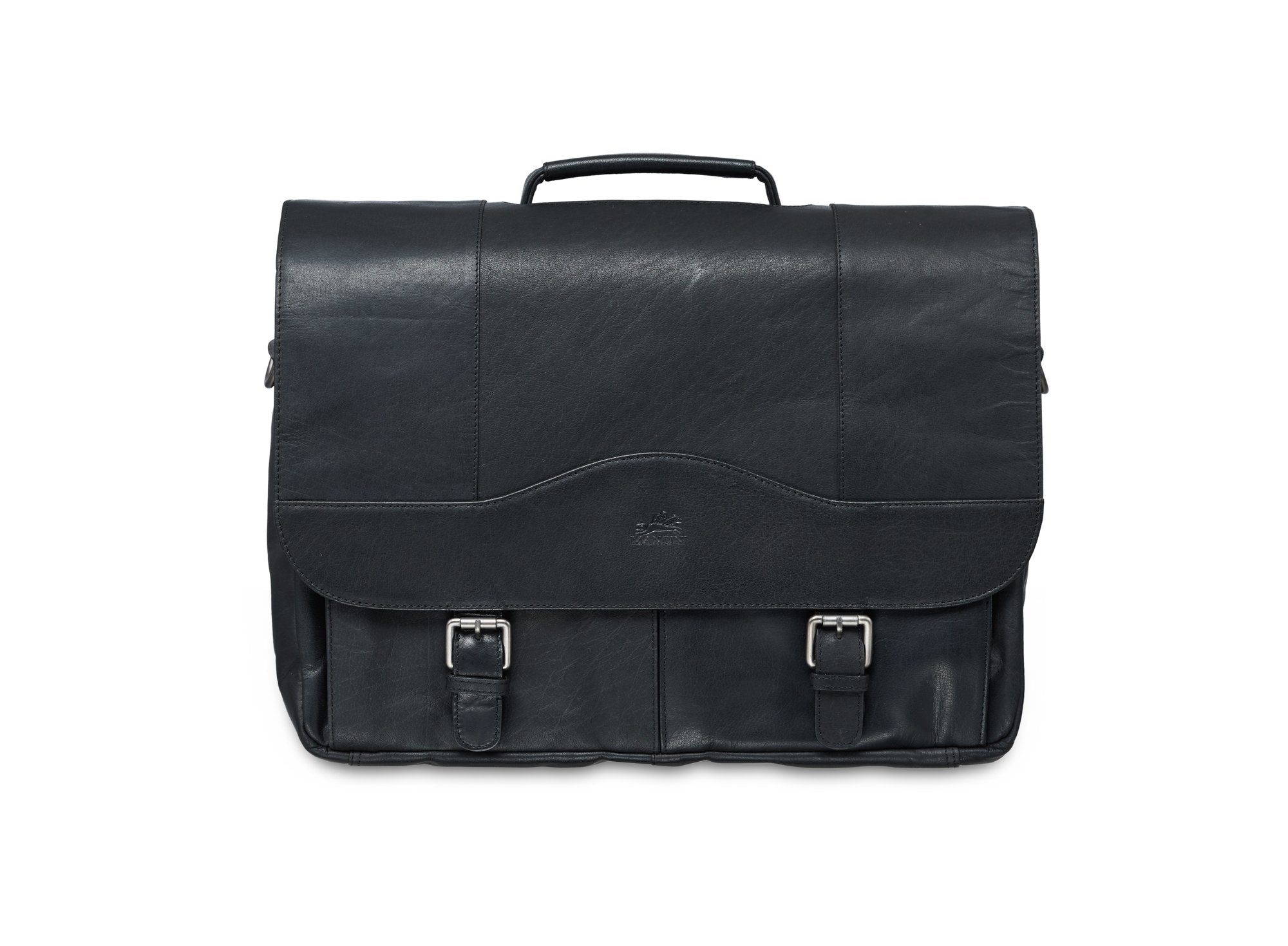Mancini Laptop Briefcase Black Mancini BUFFALO Porthole Briefcase for 15.6'' Laptop / Tablet (RFID Blocking)