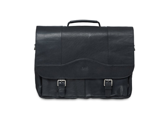 Mancini Laptop Briefcase Black Mancini BUFFALO Porthole Briefcase for 15.6'' Laptop / Tablet (RFID Blocking)