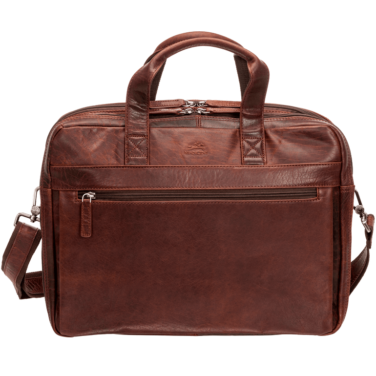 Mancini Laptop Briefcase Brown Mancini BUFFALO Double Compartment Briefcase for Laptop and Tablet