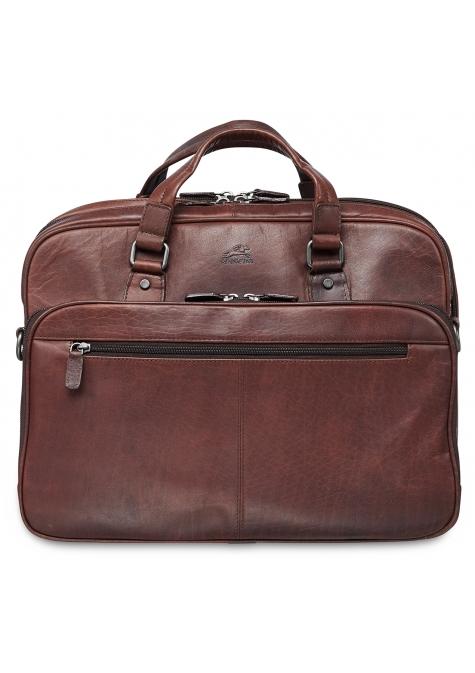 Mancini Laptop Briefcase Brown Mancini BUFFALO Expandable Double Compartment Briefcase for 15.6 Inch Laptop / Tablet