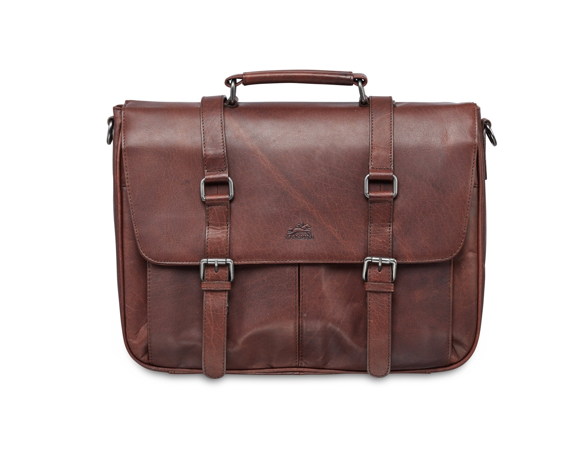 Mancini Laptop Briefcase Brown Mancini BUFFALO Single Compartment Briefcase for 15'' Laptop (RFID Blocking)