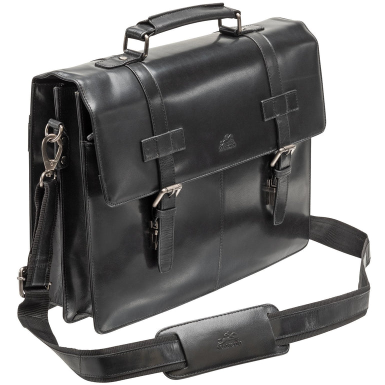 Mancini Laptop Briefcase Mancini BUFFALO Double Compartment Briefcase for 15.6” Laptop / Tablet